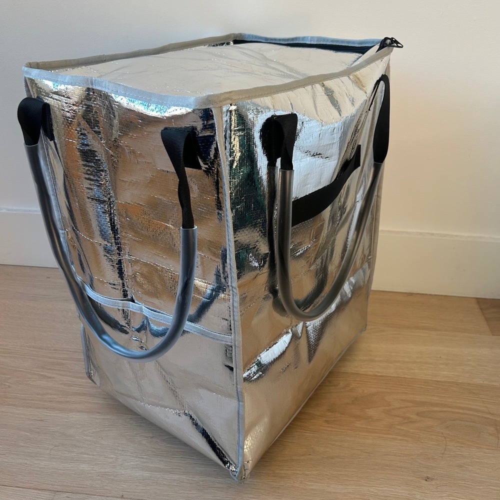 NEW Rolling Utility Bag  Medium Silver 360-swivel 4-Wheel Caster Foldable Flat